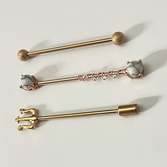 Three Assorted Industrial Barbells Body Jewelry - Picture 4 of 4